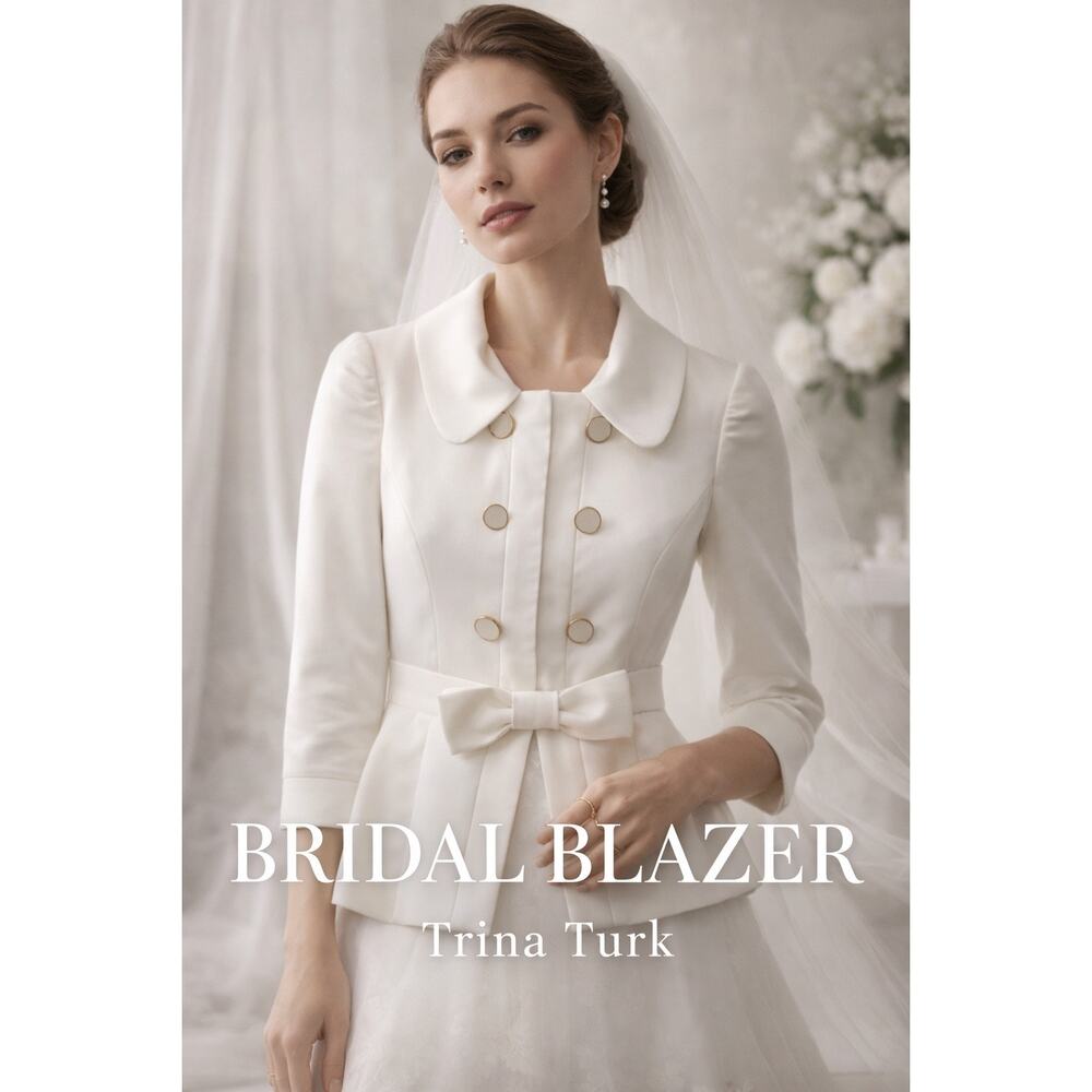 Trina Turk Ivory Bridal Blazer with Bow